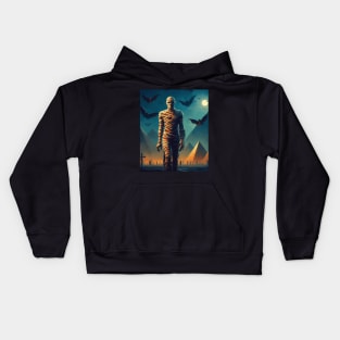 Mummy walks out of a graveyard Kids Hoodie